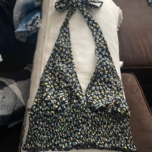 yellow and black tie top